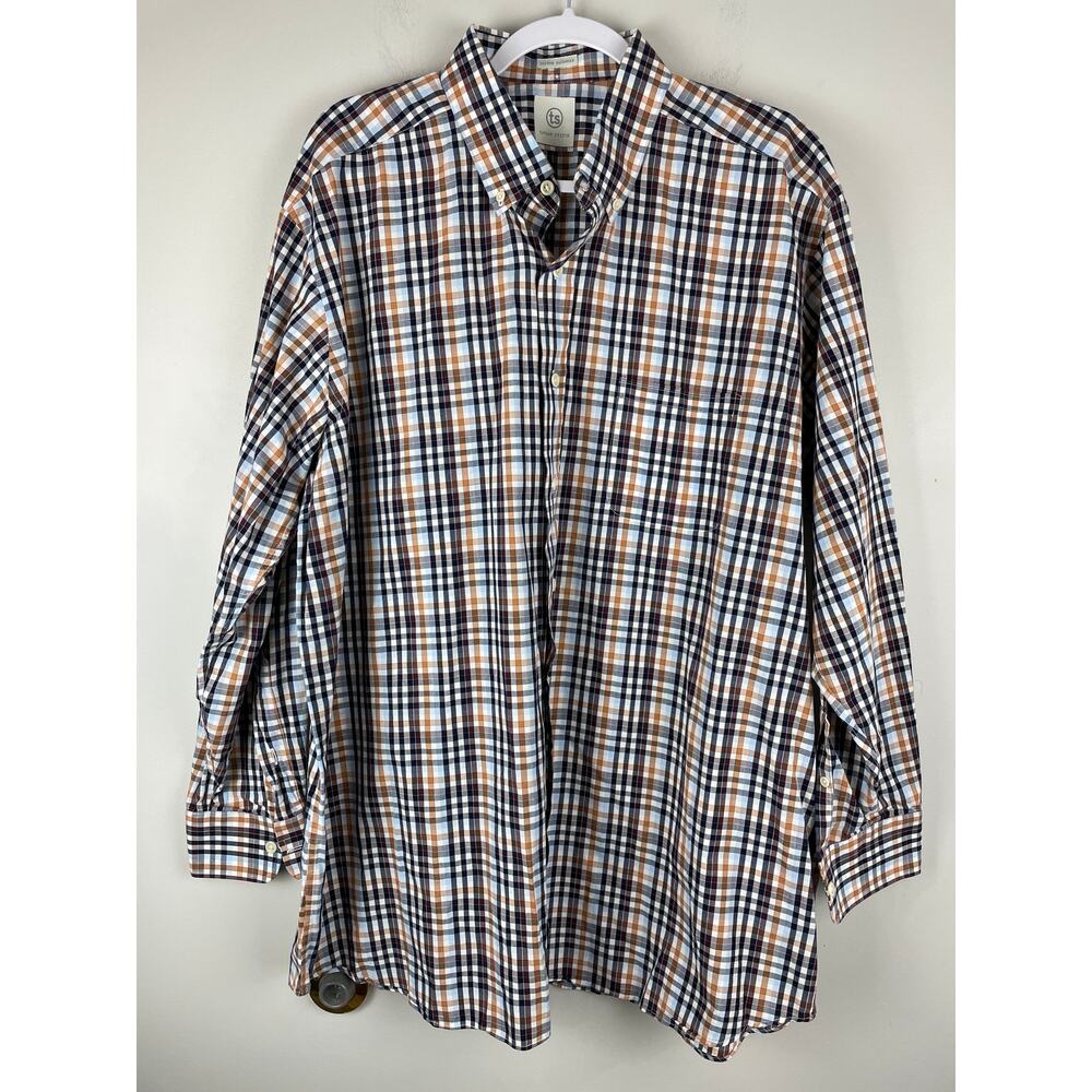 Taylor Stitch Men's Blue, Multicolor Gingham Button Down Shirt Sz XXL